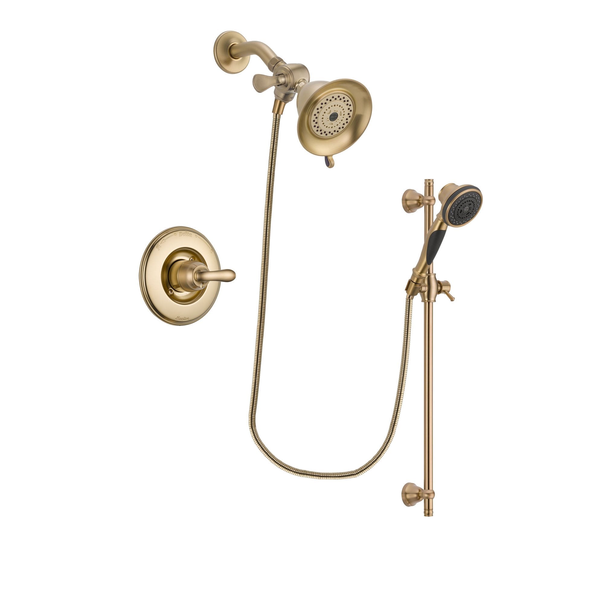 Delta Linden Champagne Bronze Finish Shower Faucet System Package with Water-Efficient Shower Head and Personal Handheld Shower Spray with Slide Bar Includes Rough-in Valve DSP3540V