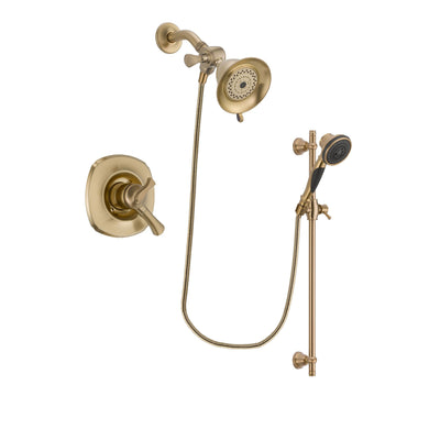 Delta Addison Champagne Bronze Finish Dual Control Shower Faucet System Package with Water-Efficient Shower Head and Personal Handheld Shower Spray with Slide Bar Includes Rough-in Valve DSP3546V