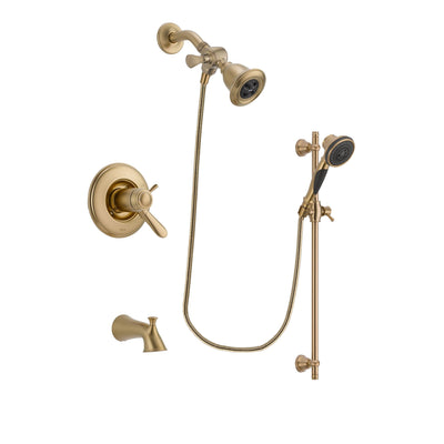 Delta Lahara Champagne Bronze Finish Thermostatic Tub and Shower Faucet System Package with Water Efficient Showerhead and Personal Handheld Shower Spray with Slide Bar Includes Rough-in Valve and Tub Spout DSP3551V