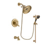 Delta Lahara Champagne Bronze Finish Dual Control Tub and Shower Faucet System Package with Large Rain Shower Head and Personal Handheld Shower Spray with Slide Bar Includes Rough-in Valve and Tub Spout DSP3593V