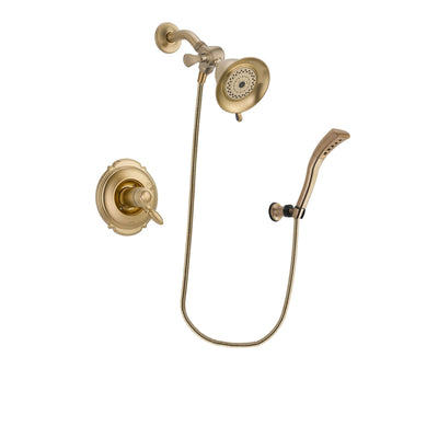 Delta Victorian Champagne Bronze Finish Thermostatic Shower Faucet System Package with Water-Efficient Shower Head and Modern Wall Mount Personal Handheld Shower Spray Includes Rough-in Valve DSP3632V