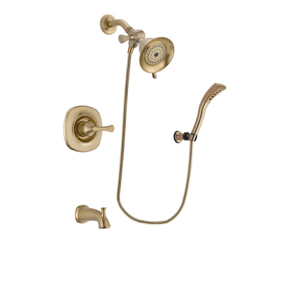 Delta Addison Champagne Bronze Finish Tub and Shower Faucet System Package with Water-Efficient Shower Head and Modern Wall Mount Personal Handheld Shower Spray Includes Rough-in Valve and Tub Spout DSP3641V