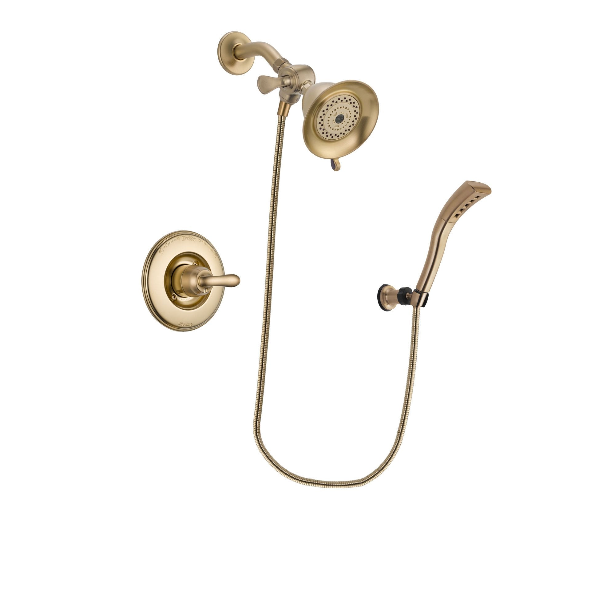 Delta Linden Champagne Bronze Finish Shower Faucet System Package with Water-Efficient Shower Head and Modern Wall Mount Personal Handheld Shower Spray Includes Rough-in Valve DSP3644V