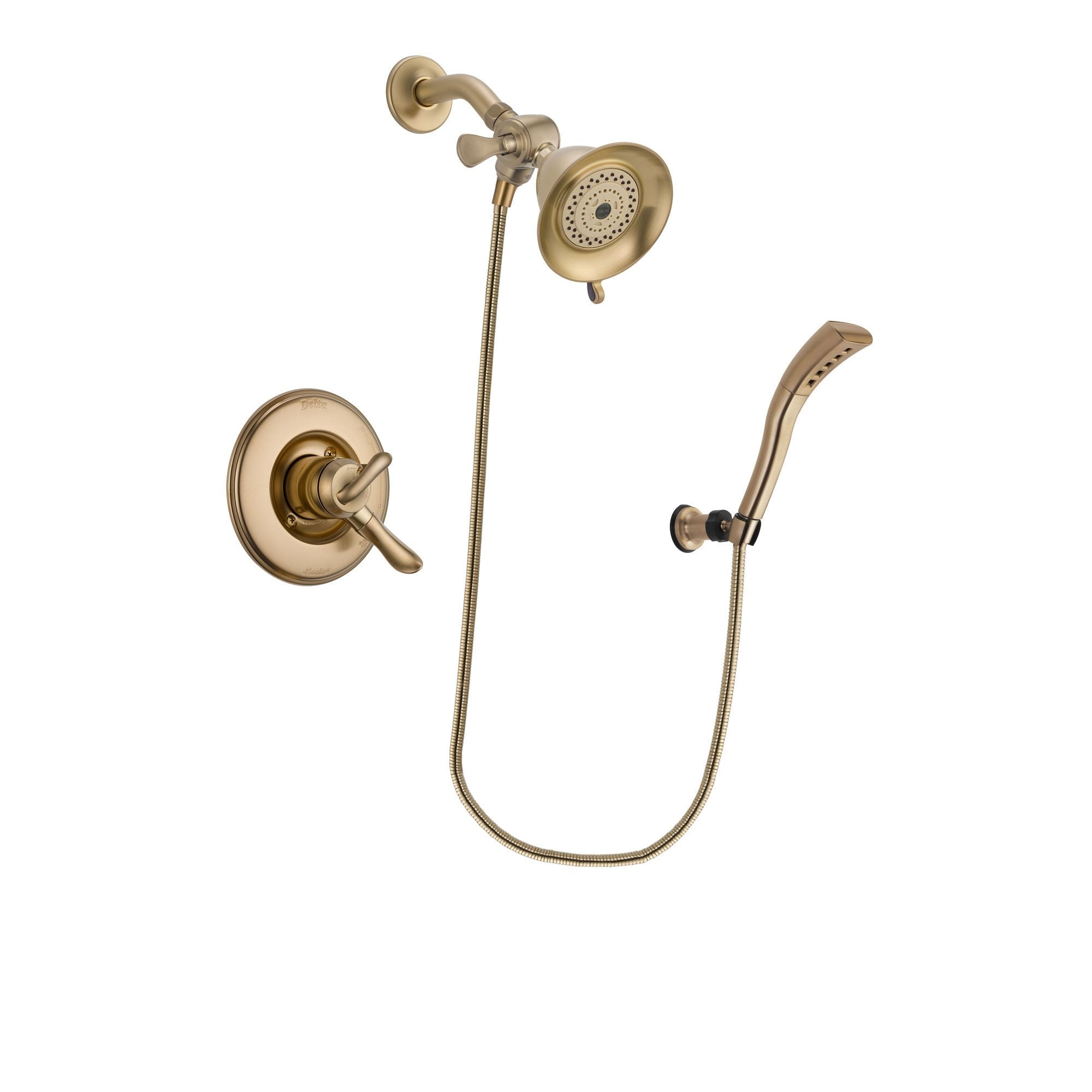 Delta Linden Champagne Bronze Finish Dual Control Shower Faucet System Package with Water-Efficient Shower Head and Modern Wall Mount Personal Handheld Shower Spray Includes Rough-in Valve DSP3652V