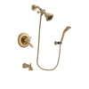 Delta Lahara Champagne Bronze Finish Thermostatic Tub and Shower Faucet System Package with Water Efficient Showerhead and Modern Wall Mount Personal Handheld Shower Spray Includes Rough-in Valve and Tub Spout DSP3655V