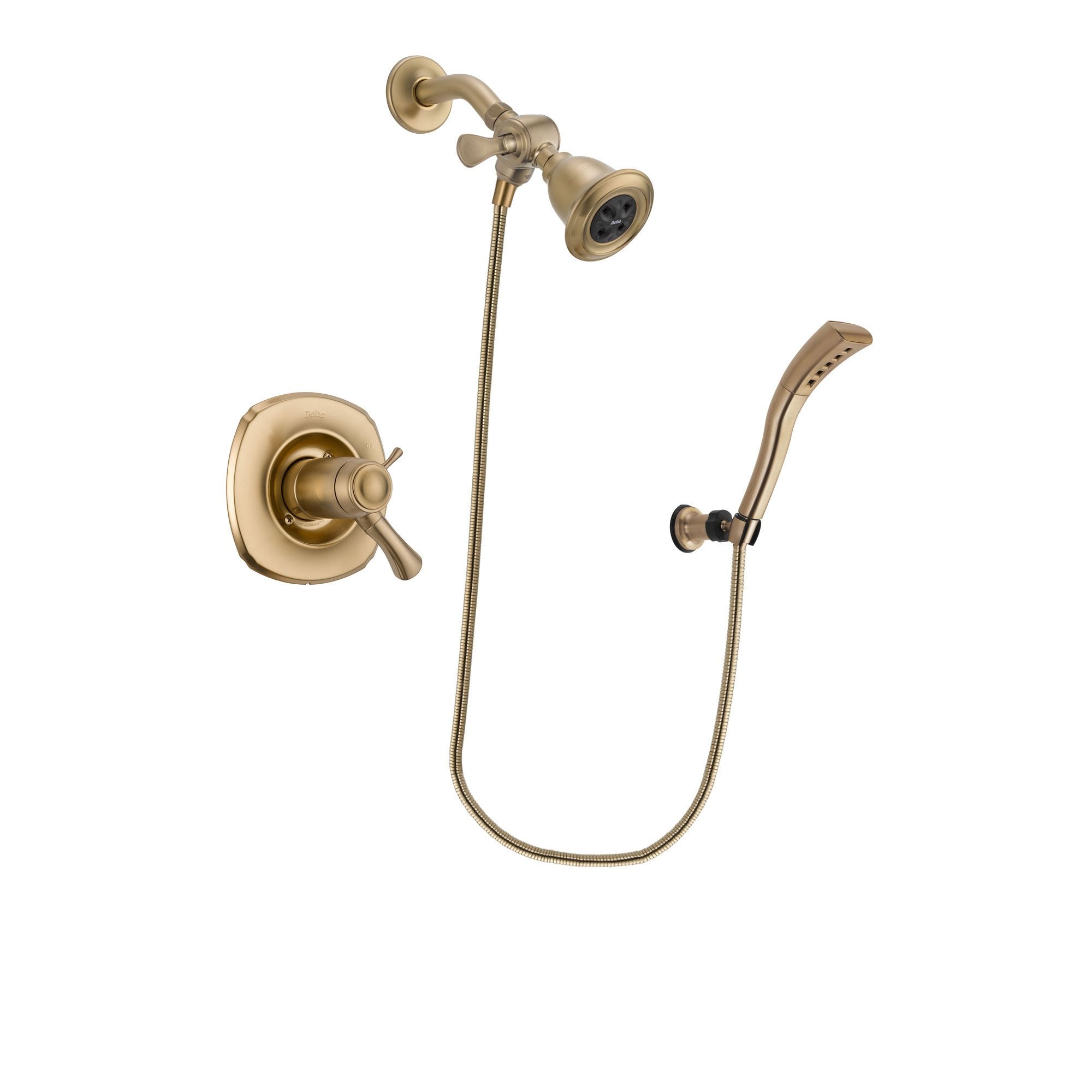 Delta Addison Champagne Bronze Finish Thermostatic Shower Faucet System Package with Water Efficient Showerhead and Modern Wall Mount Personal Handheld Shower Spray Includes Rough-in Valve DSP3660V