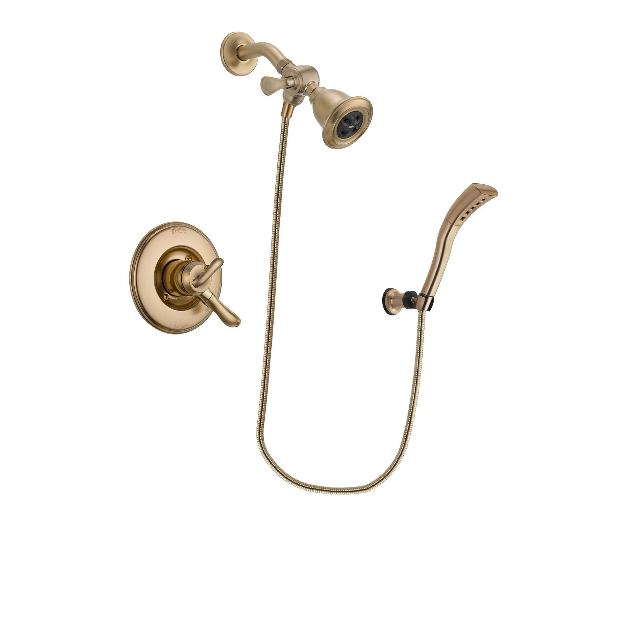 Delta Linden Champagne Bronze Finish Dual Control Shower Faucet System Package with Water Efficient Showerhead and Modern Wall Mount Personal Handheld Shower Spray Includes Rough-in Valve DSP3678V