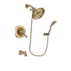 Delta Addison Champagne Bronze Finish Thermostatic Tub and Shower Faucet System Package with Large Rain Shower Head and Modern Wall Mount Personal Handheld Shower Spray Includes Rough-in Valve and Tub Spout DSP3685V