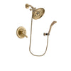 Delta Lahara Champagne Bronze Finish Dual Control Shower Faucet System Package with Large Rain Shower Head and Modern Wall Mount Personal Handheld Shower Spray Includes Rough-in Valve DSP3698V