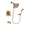 Delta Addison Champagne Bronze Finish Dual Control Tub and Shower Faucet System Package with Large Rain Shower Head and Modern Wall Mount Personal Handheld Shower Spray Includes Rough-in Valve and Tub Spout DSP3701V