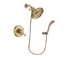Delta Cassidy Champagne Bronze Finish Dual Control Shower Faucet System Package with Large Rain Shower Head and Modern Wall Mount Personal Handheld Shower Spray Includes Rough-in Valve DSP3706V