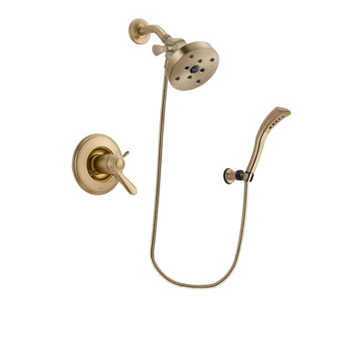 Delta Lahara Champagne Bronze Finish Thermostatic Shower Faucet System Package with 5-1/2 inch Showerhead and Modern Wall Mount Personal Handheld Shower Spray Includes Rough-in Valve DSP3708V