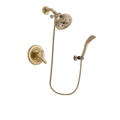 Delta Lahara Champagne Bronze Finish Dual Control Shower Faucet System Package with 5-1/2 inch Showerhead and Modern Wall Mount Personal Handheld Shower Spray Includes Rough-in Valve DSP3724V