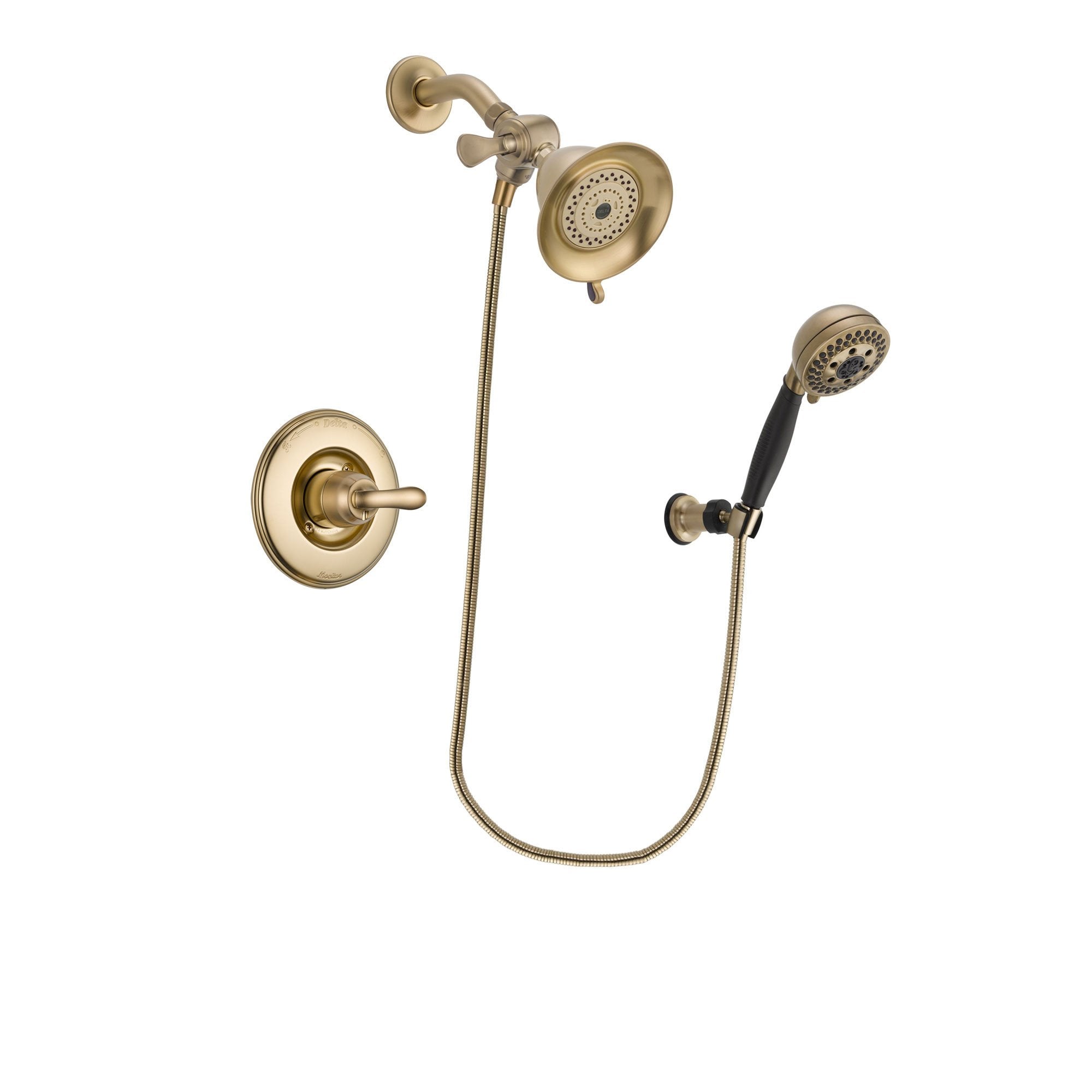 Delta Linden Champagne Bronze Finish Shower Faucet System Package with Water-Efficient Shower Head and 5-Spray Wall Mount Hand Shower Includes Rough-in Valve DSP3748V