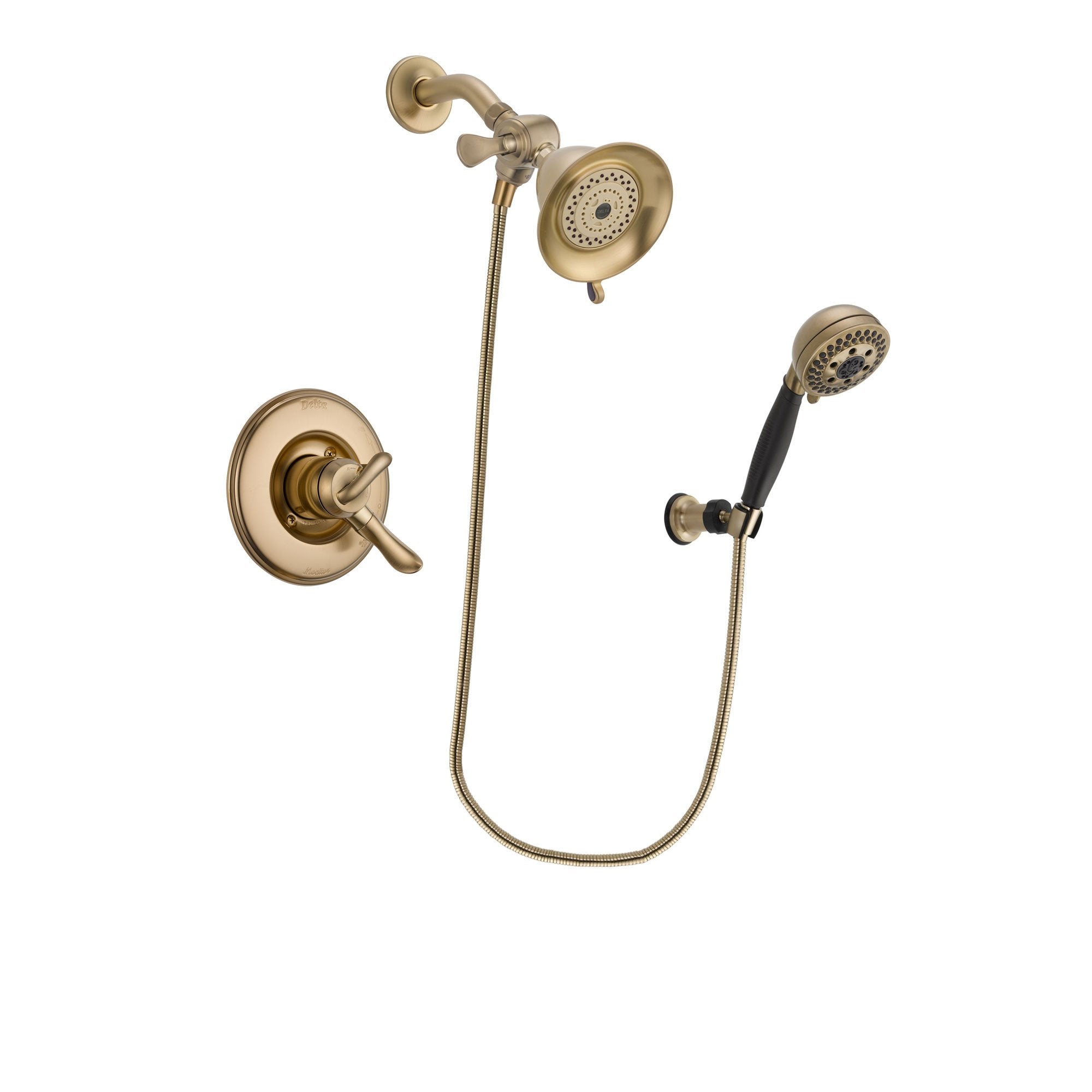 Delta Linden Champagne Bronze Finish Dual Control Shower Faucet System Package with Water-Efficient Shower Head and 5-Spray Wall Mount Hand Shower Includes Rough-in Valve DSP3756V