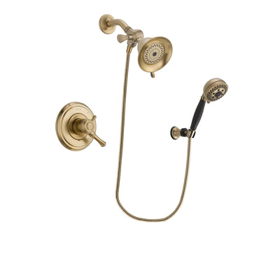 Delta Cassidy Champagne Bronze Finish Dual Control Shower Faucet System Package with Water-Efficient Shower Head and 5-Spray Wall Mount Hand Shower Includes Rough-in Valve DSP3758V