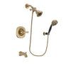 Delta Addison Champagne Bronze Finish Tub and Shower Faucet System Package with Water Efficient Showerhead and 5-Spray Wall Mount Hand Shower Includes Rough-in Valve and Tub Spout DSP3771V