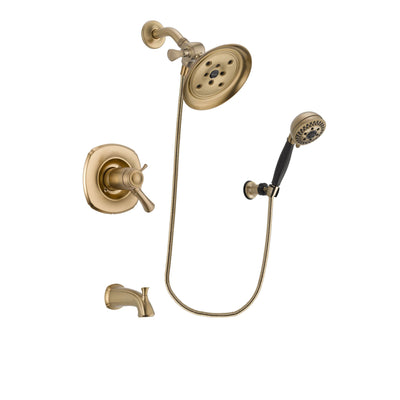 Delta Addison Champagne Bronze Finish Thermostatic Tub and Shower Faucet System Package with Large Rain Shower Head and 5-Spray Wall Mount Hand Shower Includes Rough-in Valve and Tub Spout DSP3789V