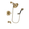 Delta Addison Champagne Bronze Finish Tub and Shower Faucet System Package with Large Rain Shower Head and 5-Spray Wall Mount Hand Shower Includes Rough-in Valve and Tub Spout DSP3797V