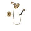 Delta Addison Champagne Bronze Finish Shower Faucet System Package with Large Rain Shower Head and 5-Spray Wall Mount Hand Shower Includes Rough-in Valve DSP3798V