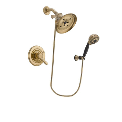 Delta Lahara Champagne Bronze Finish Dual Control Shower Faucet System Package with Large Rain Shower Head and 5-Spray Wall Mount Hand Shower Includes Rough-in Valve DSP3802V