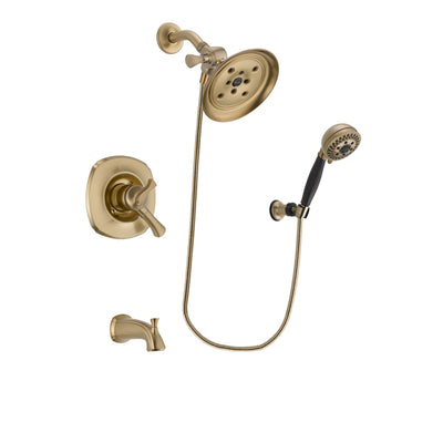 Delta Addison Champagne Bronze Finish Dual Control Tub and Shower Faucet System Package with Large Rain Shower Head and 5-Spray Wall Mount Hand Shower Includes Rough-in Valve and Tub Spout DSP3805V