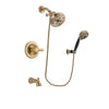 Delta Lahara Champagne Bronze Finish Tub and Shower Faucet System Package with 5-1/2 inch Showerhead and 5-Spray Wall Mount Hand Shower Includes Rough-in Valve and Tub Spout DSP3819V