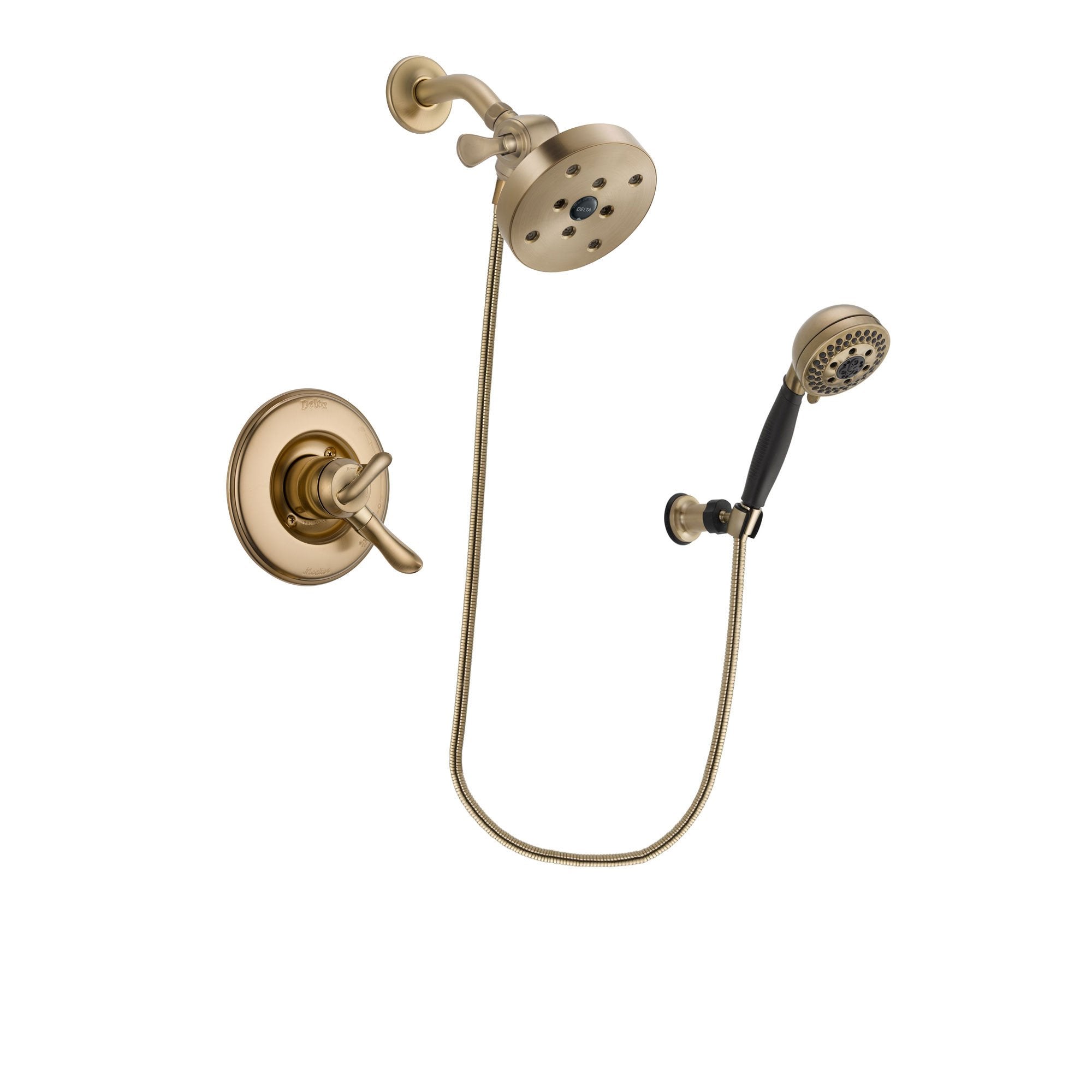 Delta Linden Champagne Bronze Finish Dual Control Shower Faucet System Package with 5-1/2 inch Showerhead and 5-Spray Wall Mount Hand Shower Includes Rough-in Valve DSP3834V