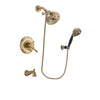 Delta Cassidy Champagne Bronze Finish Dual Control Tub and Shower Faucet System Package with 5-1/2 inch Showerhead and 5-Spray Wall Mount Hand Shower Includes Rough-in Valve and Tub Spout DSP3835V
