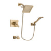 Delta Vero Champagne Bronze Finish Thermostatic Tub and Shower Faucet System Package with 6.5-inch Square Rain Showerhead and Modern Wall Mount Handheld Shower Spray Includes Rough-in Valve and Tub Spout DSP3851V