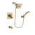 Delta Dryden Champagne Bronze Finish Dual Control Tub and Shower Faucet System Package with Square Shower Head and Modern Wall Mount Handheld Shower Spray Includes Rough-in Valve and Tub Spout DSP3869V