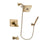 Delta Vero Champagne Bronze Finish Dual Control Tub and Shower Faucet System Package with Square Shower Head and Modern Wall-Mount Handheld Shower Stick Includes Rough-in Valve and Tub Spout DSP3907V