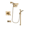 Delta Vero Champagne Bronze Finish Thermostatic Tub and Shower Faucet System Package with Square Shower Head and Modern Handheld Shower Spray with Slide Bar Includes Rough-in Valve and Tub Spout DSP3935V