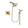 Delta Vero Champagne Bronze Finish Thermostatic Shower Faucet System Package with Square Shower Head and Modern Handheld Shower Spray with Slide Bar Includes Rough-in Valve DSP3936V