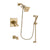 Delta Dryden Champagne Bronze Finish Thermostatic Tub and Shower Faucet System Package with Square Showerhead and Modern Handheld Shower with Slide Bar Includes Rough-in Valve and Tub Spout DSP3945V