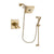 Delta Dryden Champagne Bronze Finish Thermostatic Shower Faucet System Package with Square Shower Head and Modern Handheld Shower with Slide Bar Includes Rough-in Valve DSP3970V