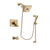 Delta Vero Champagne Bronze Finish Dual Control Tub and Shower Faucet System Package with Square Shower Head and Modern Handheld Shower with Slide Bar Includes Rough-in Valve and Tub Spout DSP3979V