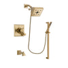 Delta Dryden Champagne Bronze Finish Dual Control Tub and Shower Faucet System Package with Square Shower Head and Modern Handheld Shower with Square Slide Bar Includes Rough-in Valve and Tub Spout DSP4013V