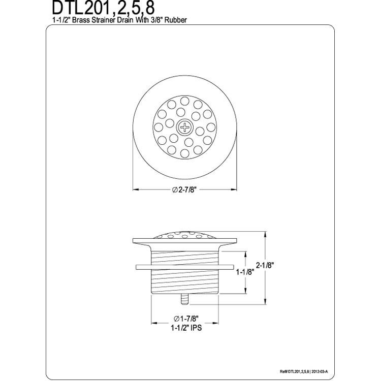 Kingston Brass DTL205 Tub Drain Strainer & Grid - Oil Rubbed Bronze