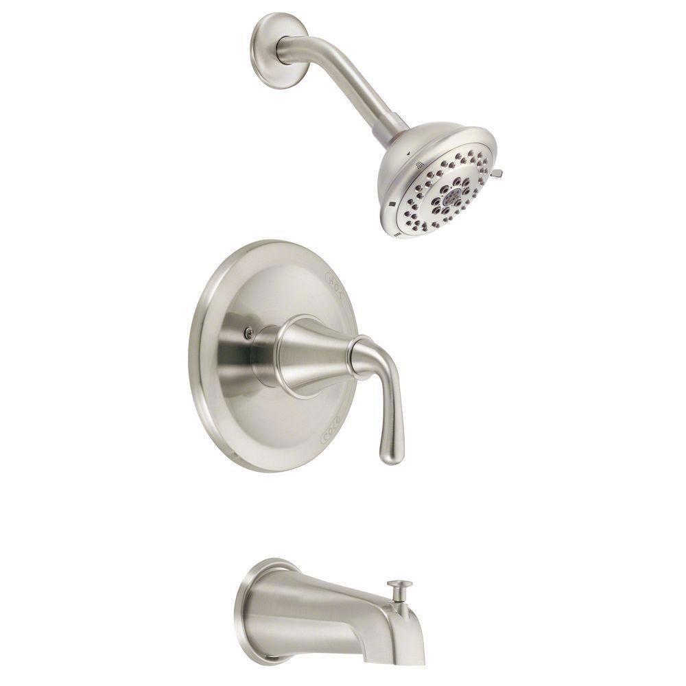 Danze Bannockburn 1-Handle Pressure Balance Tub and Shower Faucet Trim Kit in Brushed Nickel (Valve Not Included) 635254