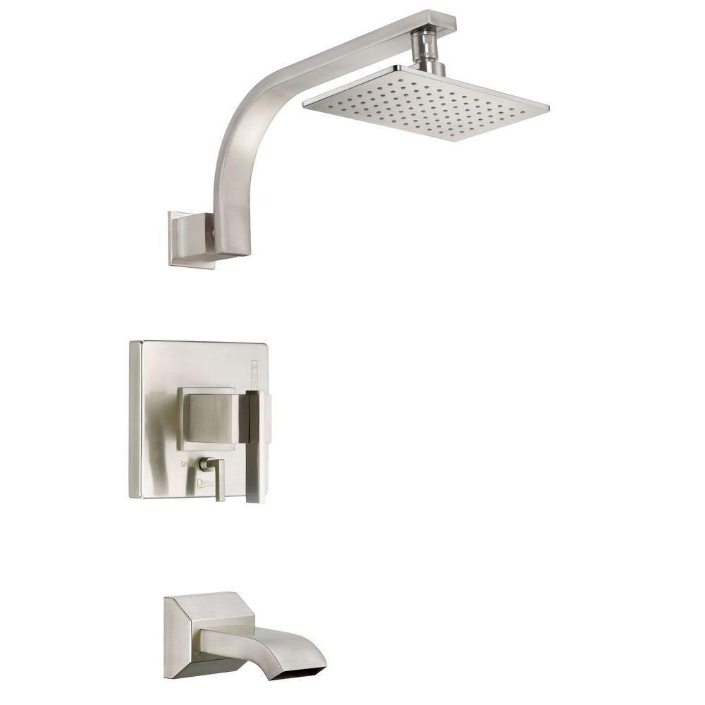 Danze Sirius 1-Handle Pressure Balance Tub and Shower Faucet Trim Kit in Brushed Nickel (Valve Not Included) 635302