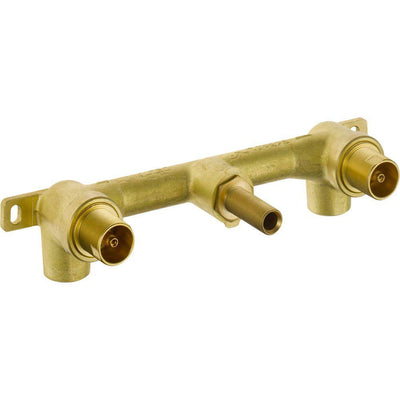Delta Stryke Champagne Bronze Finish Helo Cross Handle Wall Mount Bathroom Sink Faucet Includes Rough-in Valve D3065V