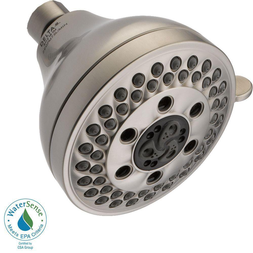 Delta 5-Spray 4-1/8 inch H2OKinetic Showerhead in Stainless Steel Finish 667536