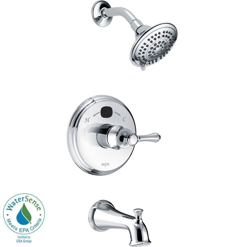 Delta Temp2O 1-Handle LED Digital Temperature Display Tub and Shower Faucet in Chrome 682672