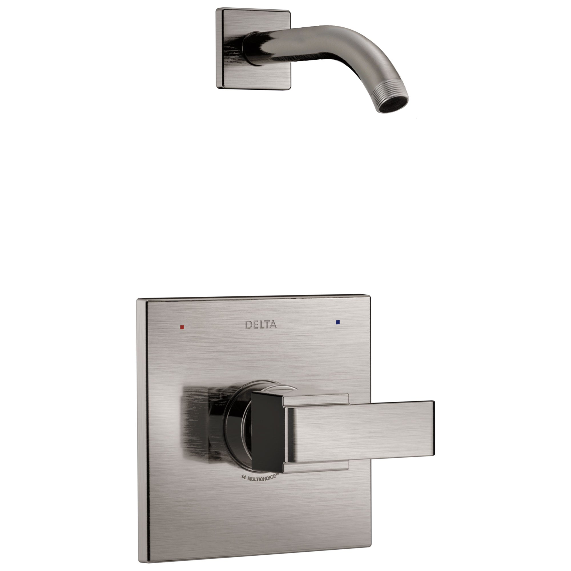 Delta Ara 1-Handle Shower Faucet Trim Kit in Stainless Steel Finish with Less Showerhead Includes Rough-in Valve without Stops D2562V