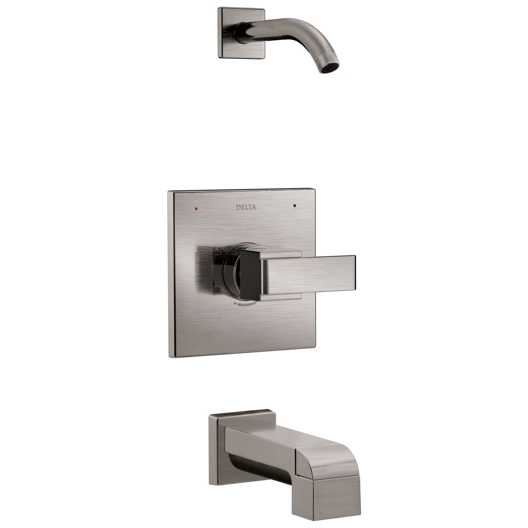 Delta Ara 1-Handle Tub and Shower Faucet Trim Kit in Stainless Steel Finish with Less Showerhead Includes Rough-in Valve with Stops D2565V