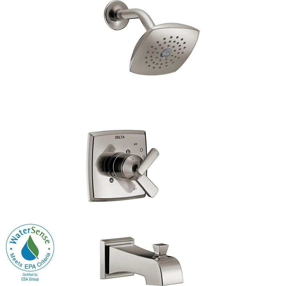 Delta Ashlyn 1-Handle Pressure Balance Tub and Shower Faucet Trim Kit in Stainless Steel Finish (Valve Not Included) 685394