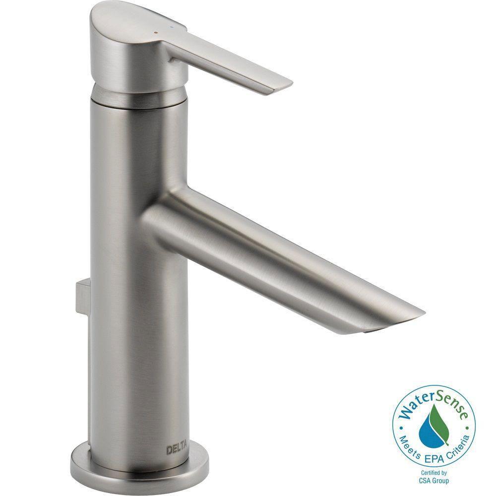 Delta Compel Single Hole 1-Handle Bathroom Faucet in Stainless Steel Finish 702295