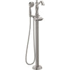 Delta Cassidy 1-Handle Floor-Mount Roman Tub Faucet Trim Kit with H2Okinetic Handshower in Stainless Steel Finish (Valve Not Included) 702306