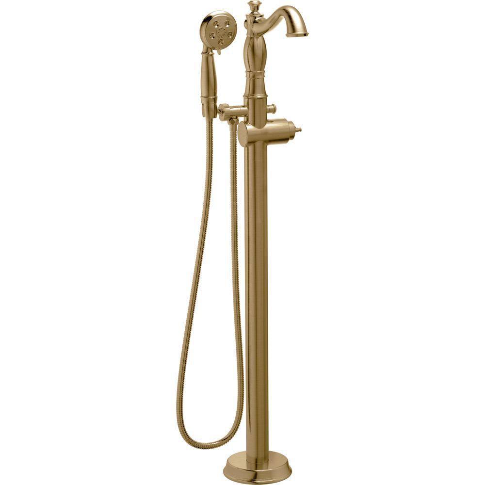 Delta Cassidy 1-Handle Floor-Mount Roman Tub Faucet Trim Kit in Champagne Bronze (Valve Not Included) 702312